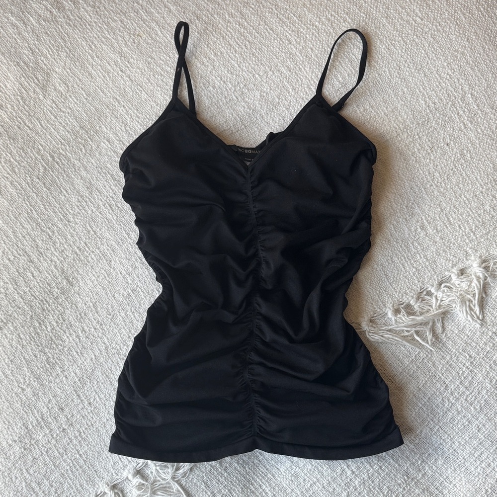 BCBGMaxAzria Black Ruched Camisole